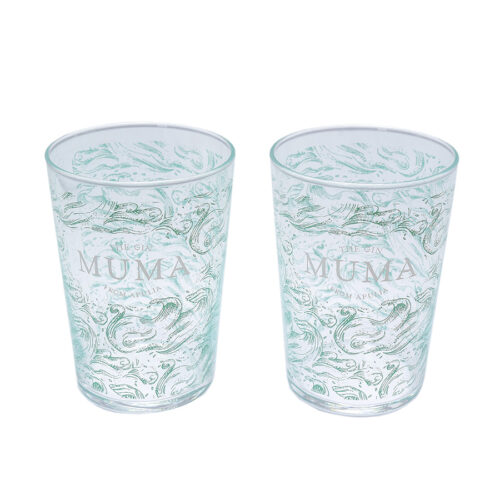 glass tumblers with original MUMA design
